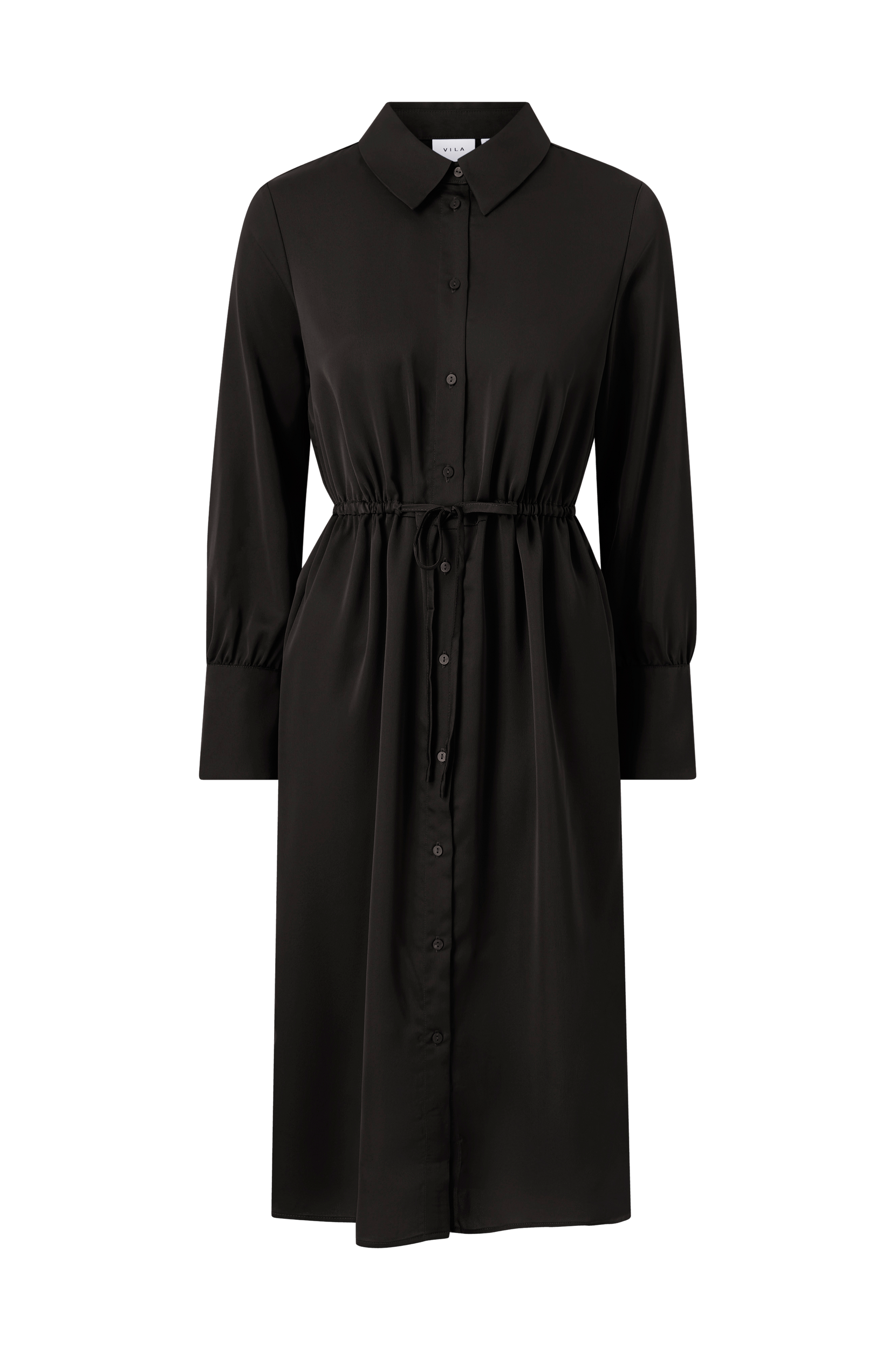 Vila - Skjortklänning viEllette L/S Shirt Dress - Svart - 42
