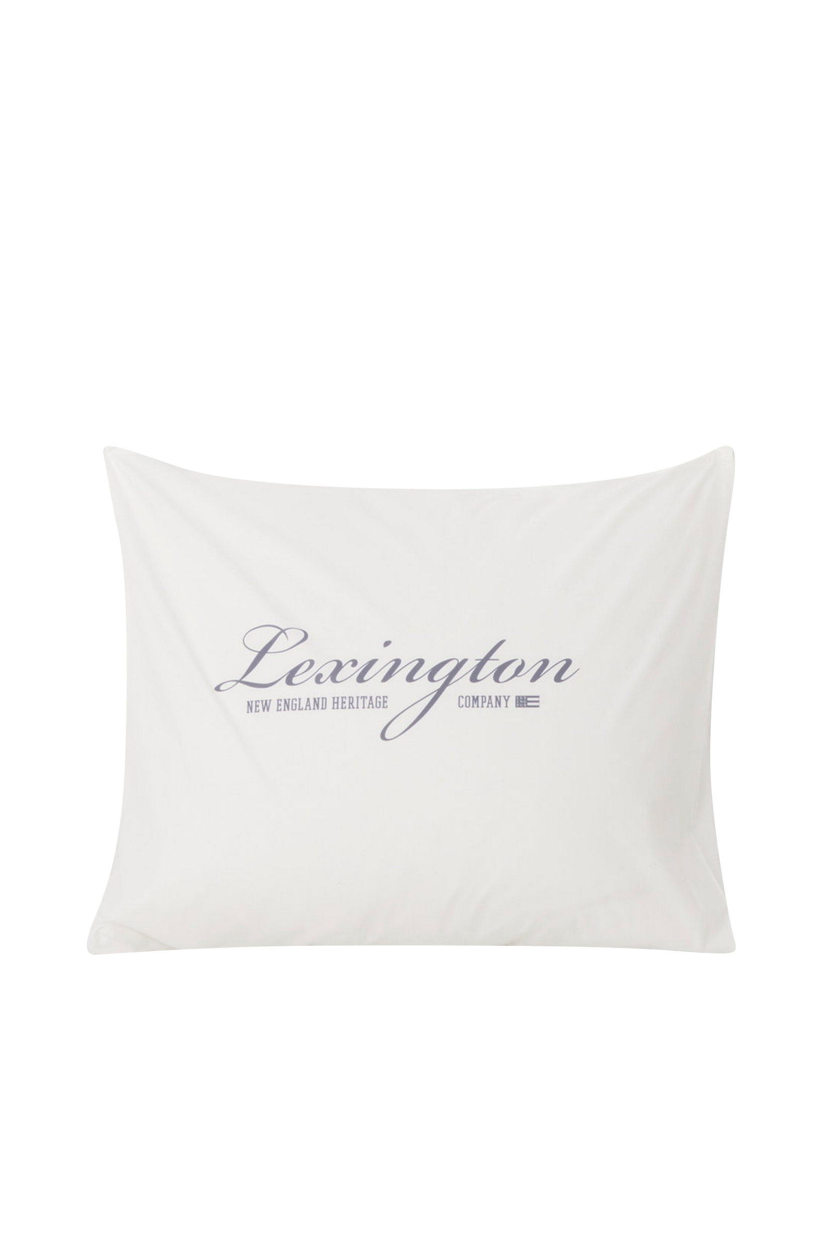 Lexington - Örngott Printed Organic Cotton Poplin Pillowcase - Vit - 50X60