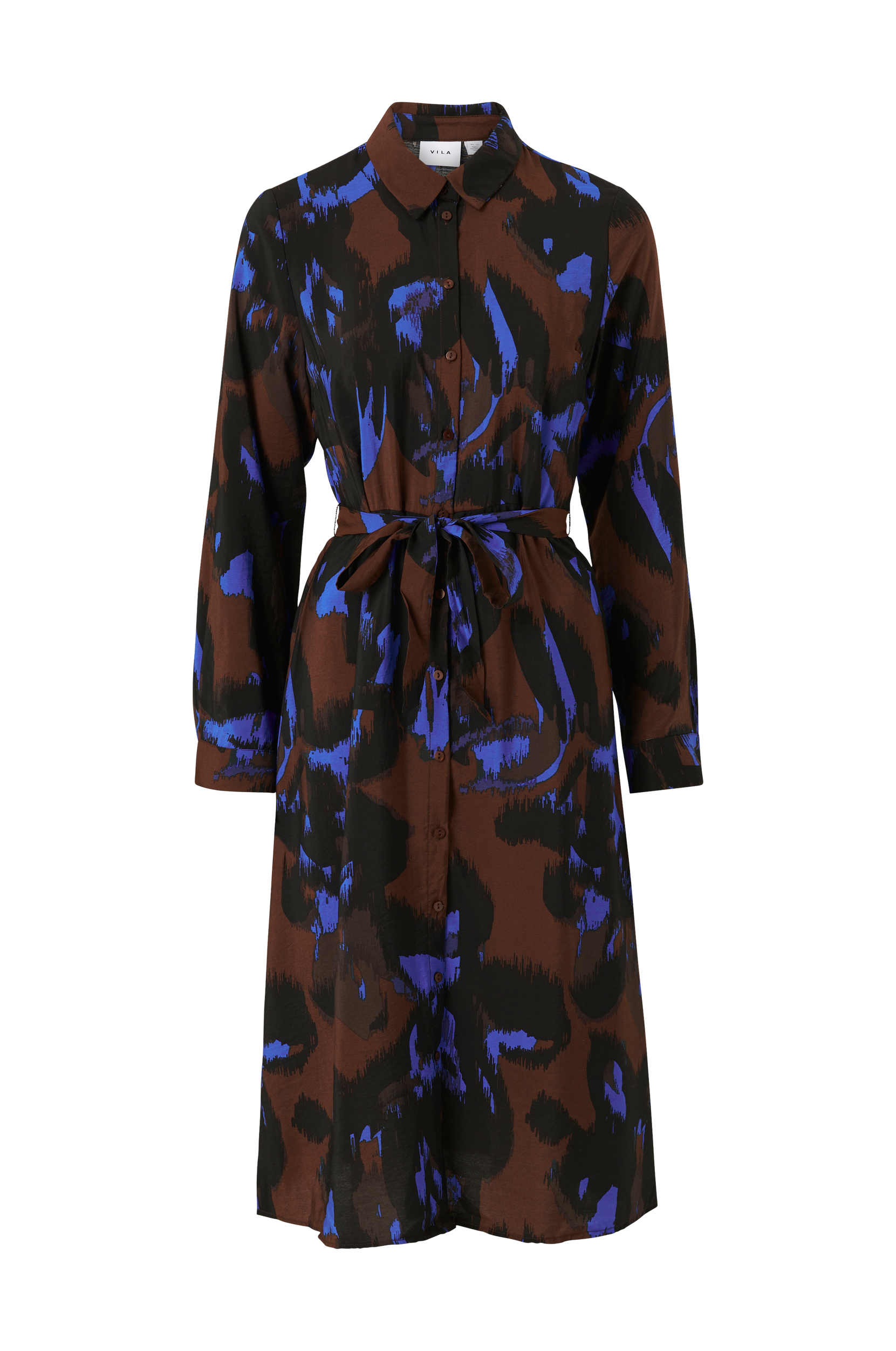Vila - Skjortklänning viDogma Ria L/S Mid Calf Shirt Dress - Brun - 36