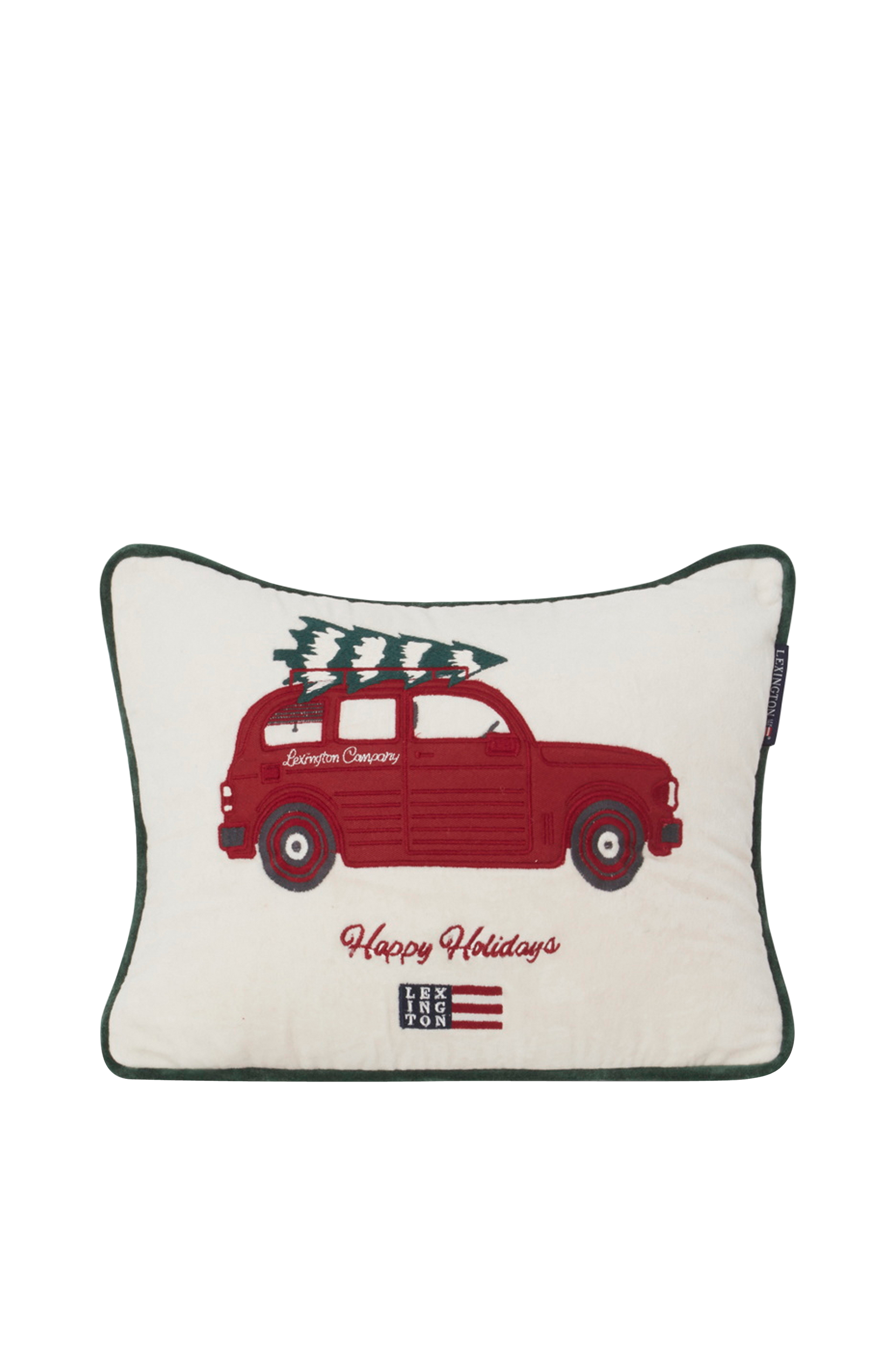 Lexington - Prydnadskudde Holiday Car Organic Cotton Velvet 40x30 Pillow - Vit - 30X40