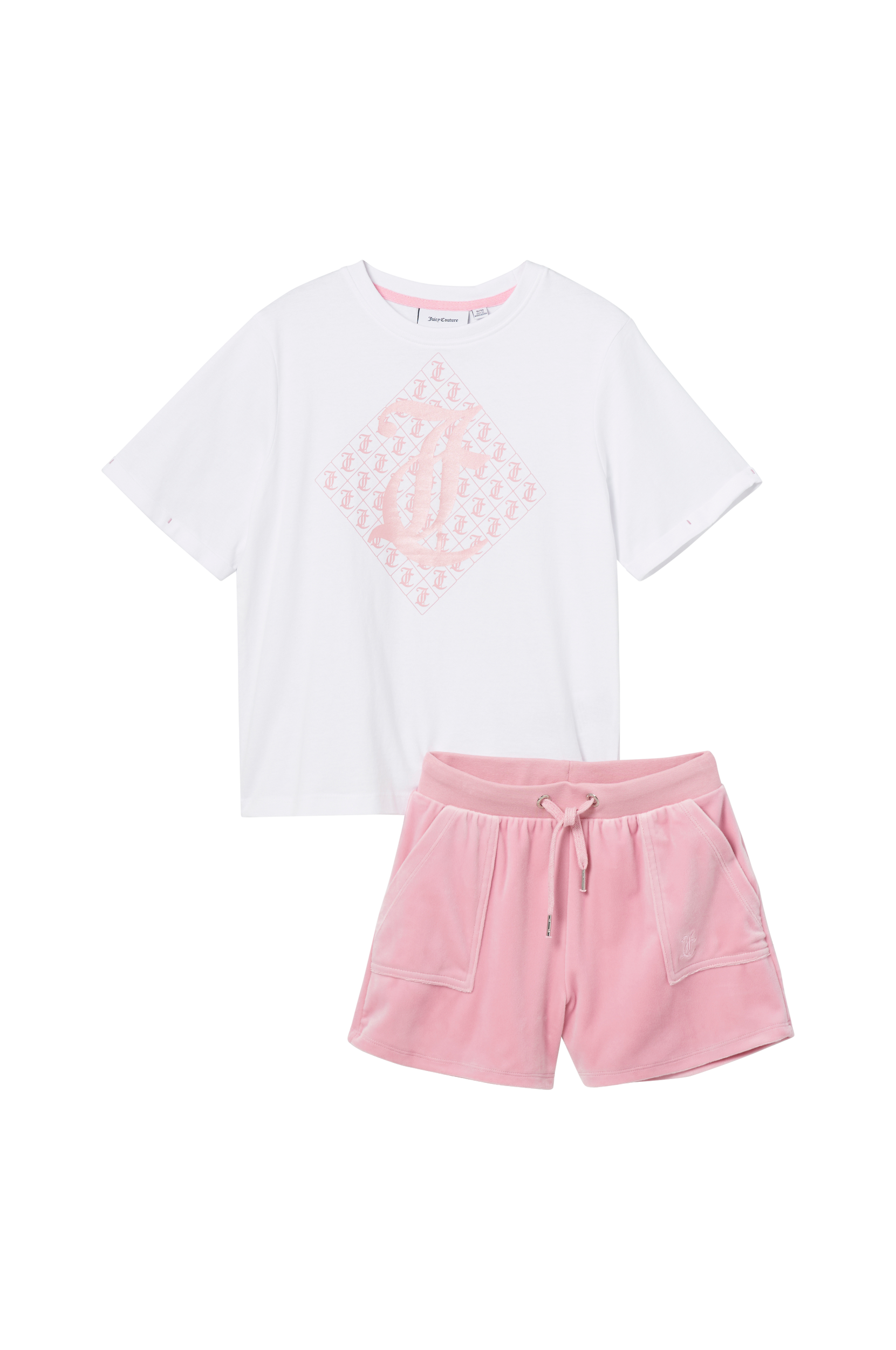 Juicy Couture - Set Diamond SS Tee And Velour Short Set - Rosa - 140/146