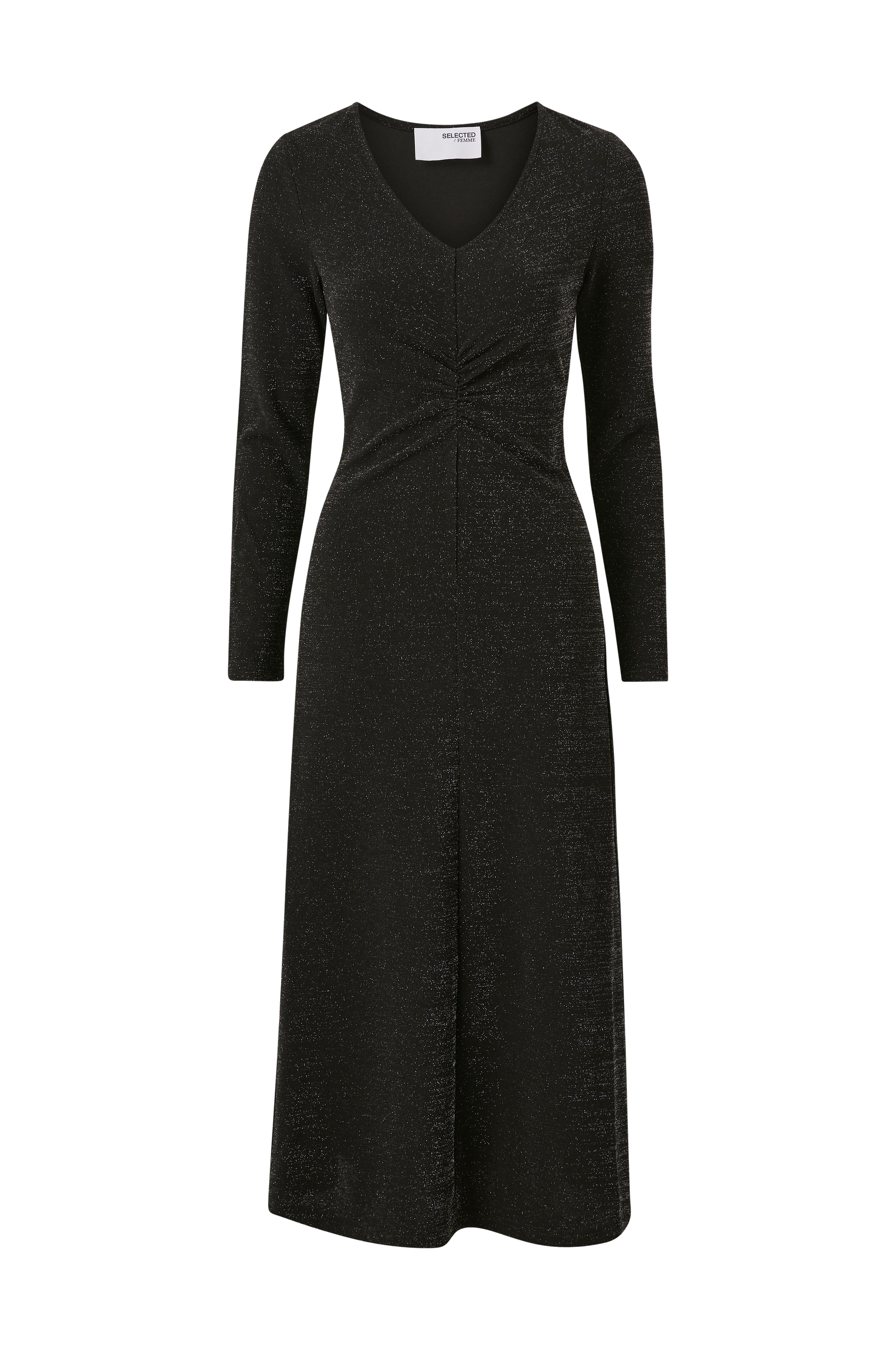 Selected FEMME - Maxiklänning slfRue LS Midi Glitter Dress - Svart - 34
