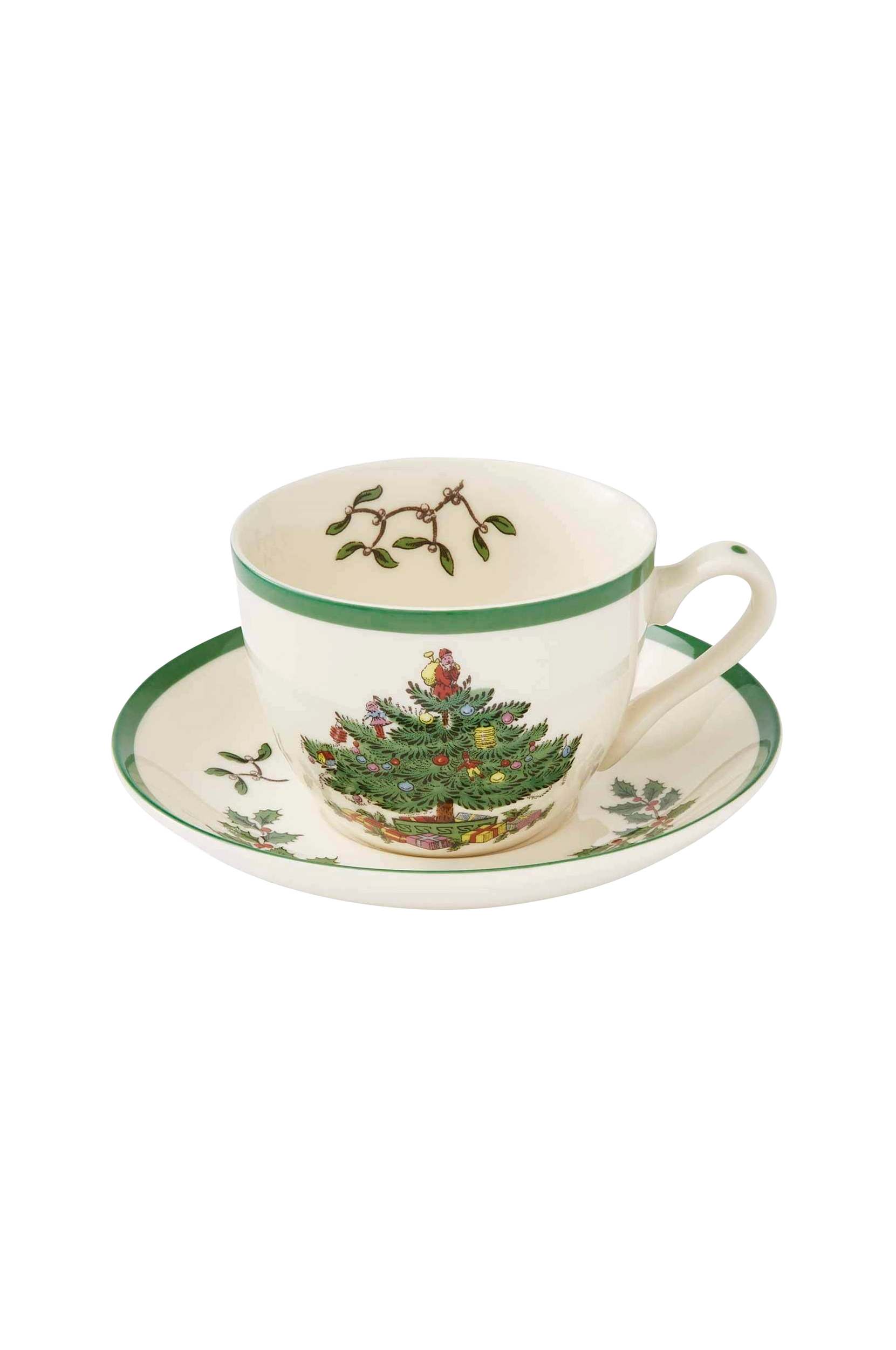 Spode - Tekopp med fat Christmas Tree 20 cl - Vit