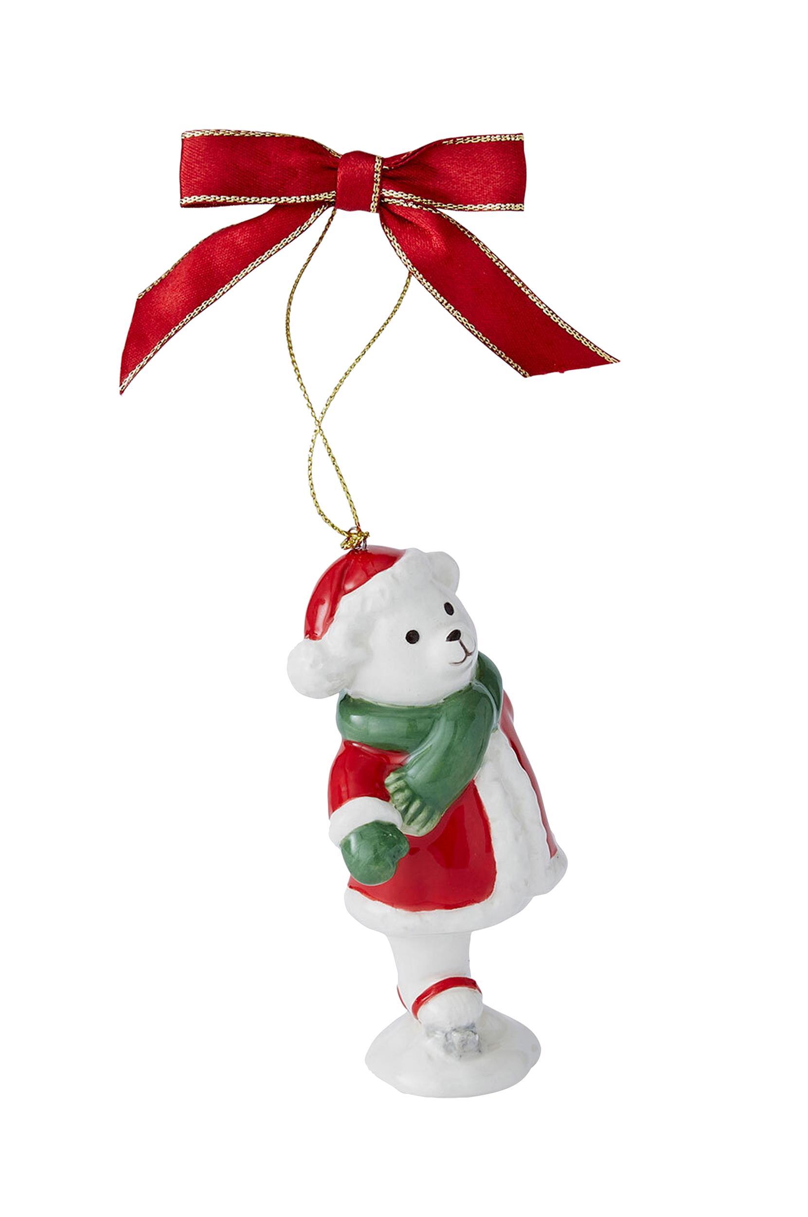 Spode - Julgransdekoration Skating Teddy Christmas Tree höjd 9.5 cm - Vit