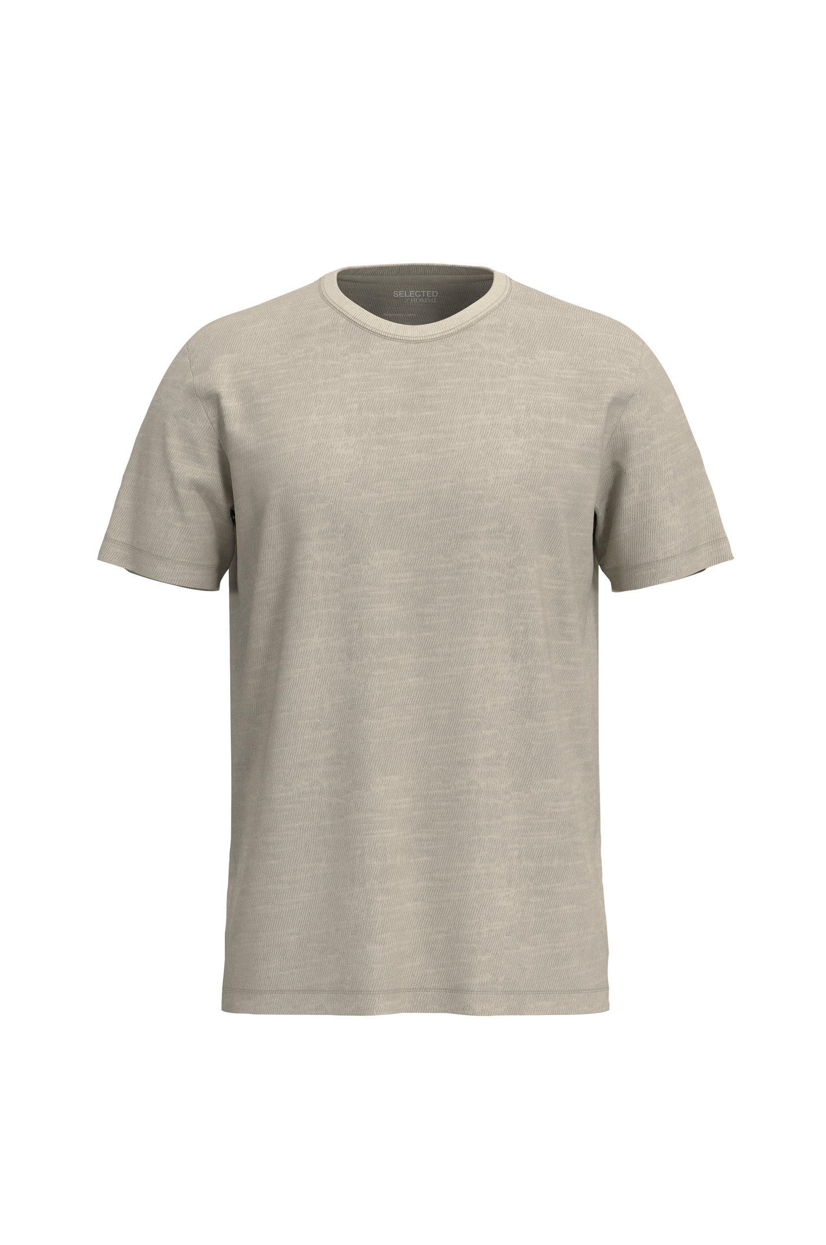 Selected HOMME - T-skjorte slhAspen Slub SS O-neck Tee - Beige - 2XL