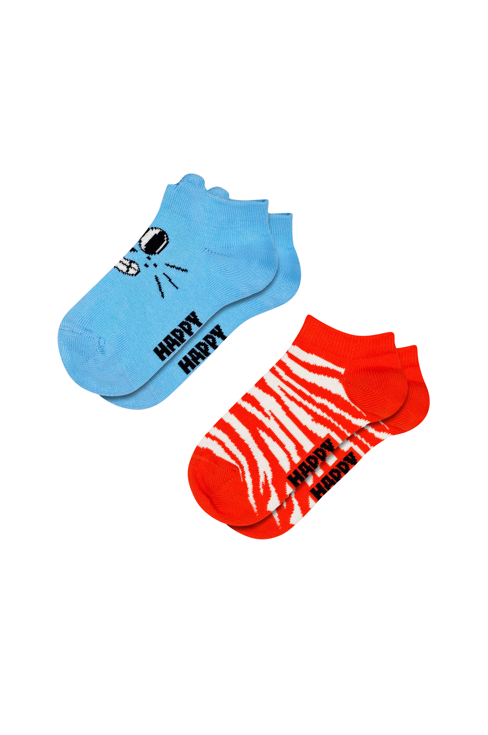 Happy Socks - Ankelstrumpor Kids Low Cat Socks 2-pack - Blå - 28/31