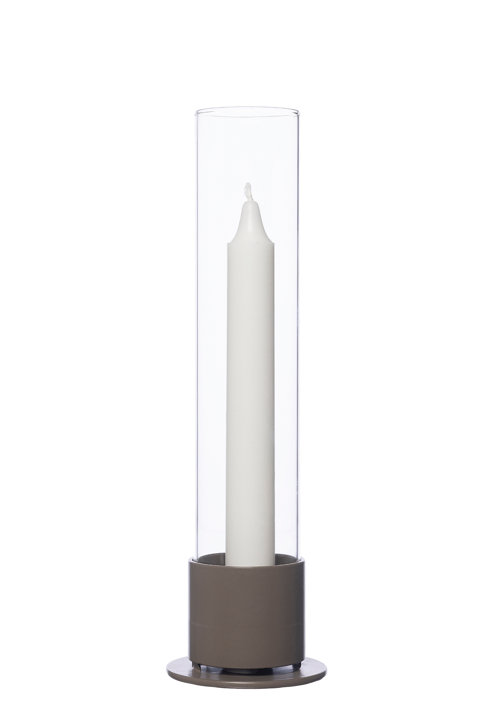 ERNST - Ljusstake med glascylinder - Brun
