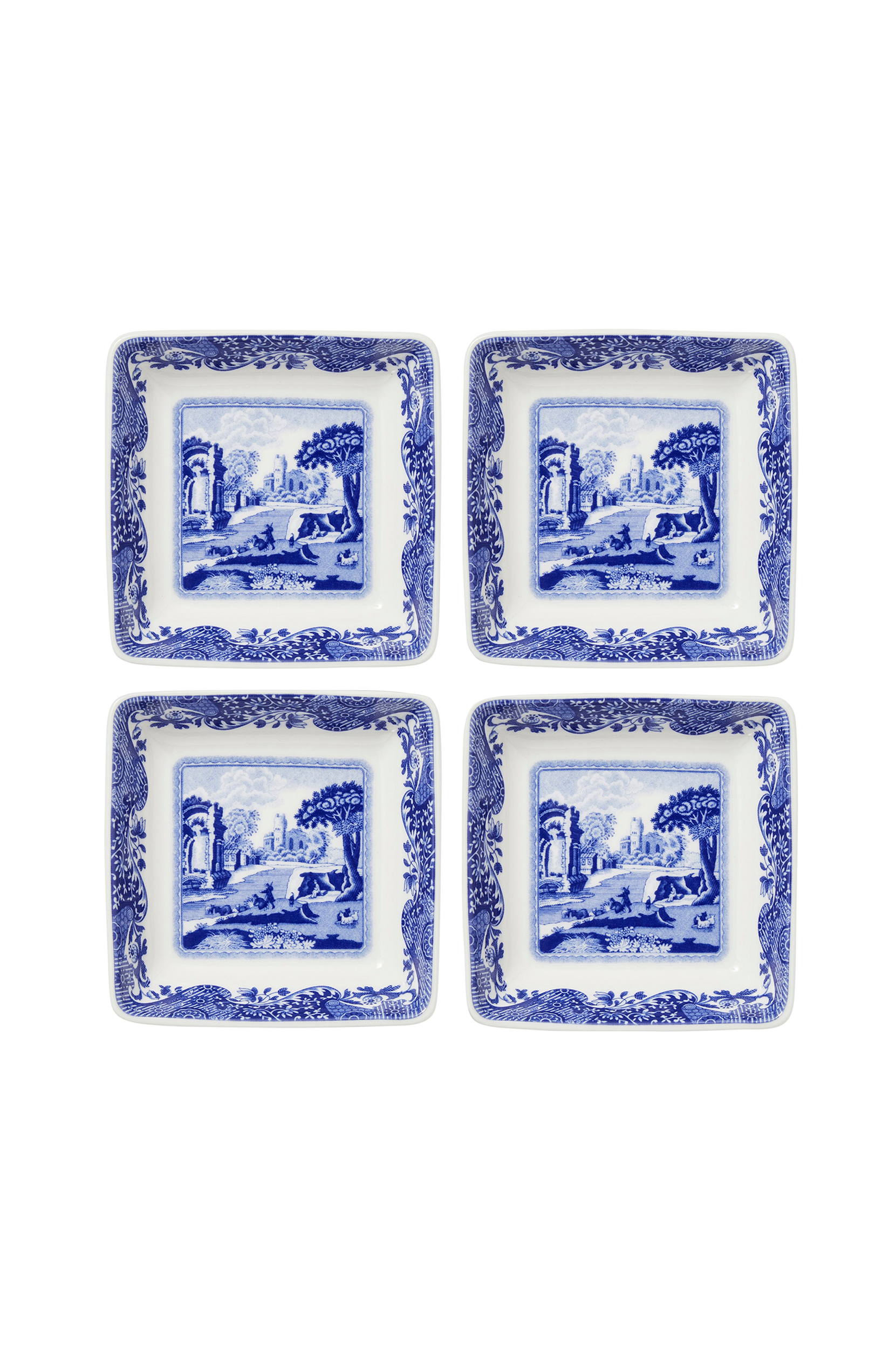 Spode - Fyrkantiga skålar Blue Italian 7,5 cm, 4-pack - Blå