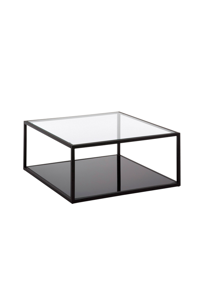 Soffbord GREENHILL 80×80 metall/glas/svart/transparent