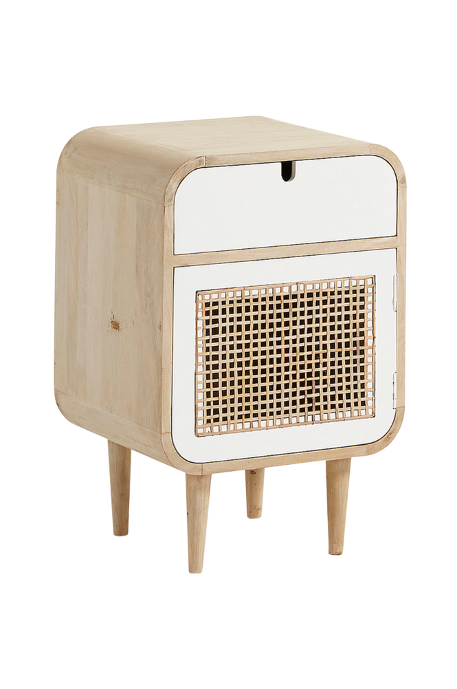 La Forma Gerald Mango Wood Bedside Table with Cane Door