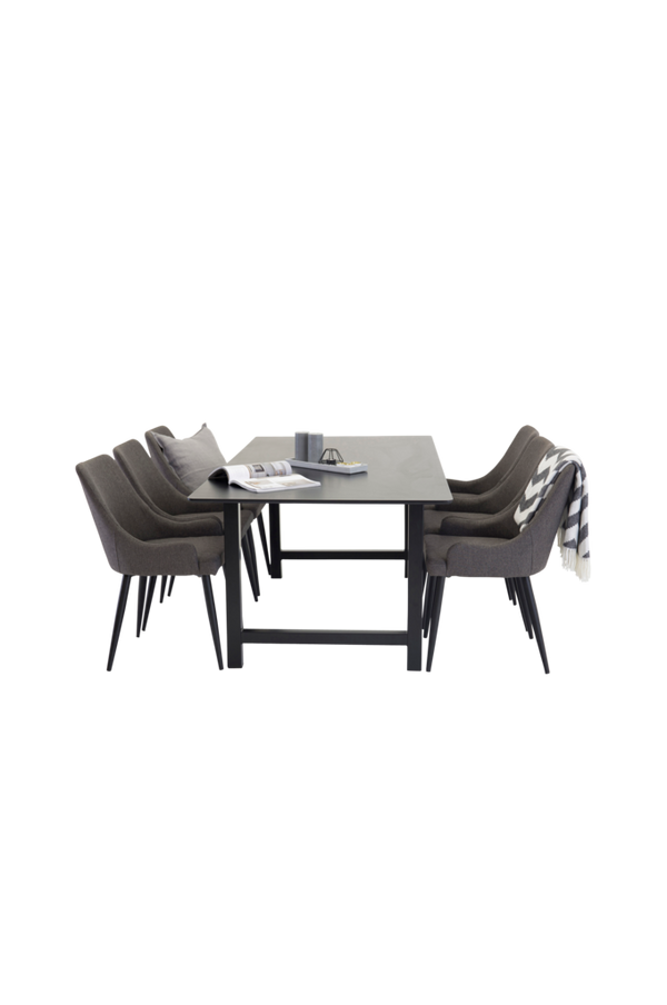 Bilde av Cissi Spisebord + Pia stol/ Legs (6-pk) - Svart/grå

