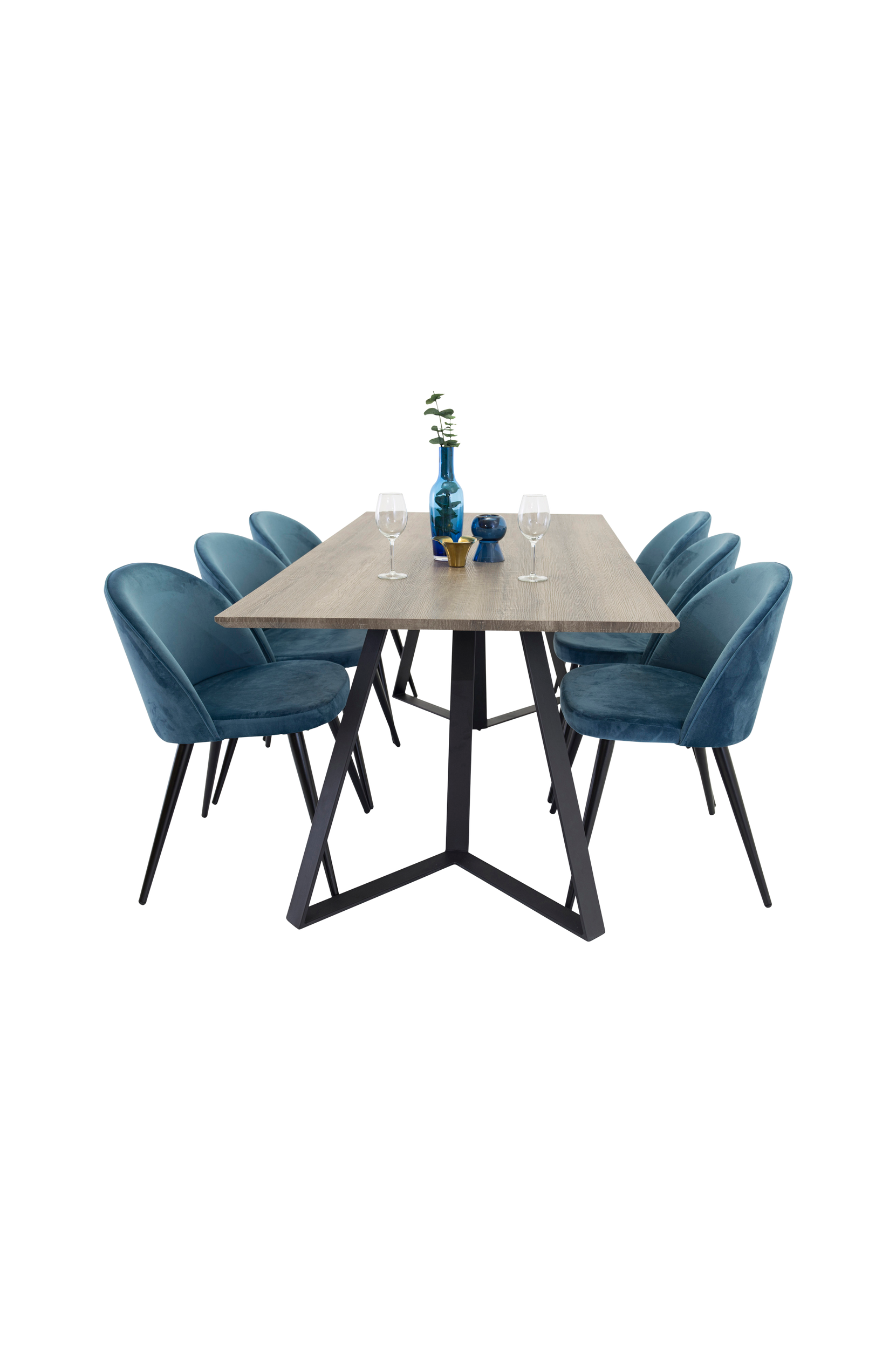 Venture Home - Maggie Matbord och 6 st Velvet stol - Blå