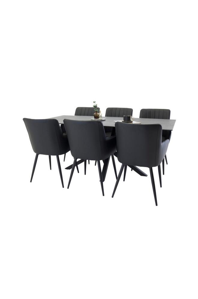 Bilde av Spisegruppe med spisebord Pernilla Sprayglass 180 og 6 stk Pia stol