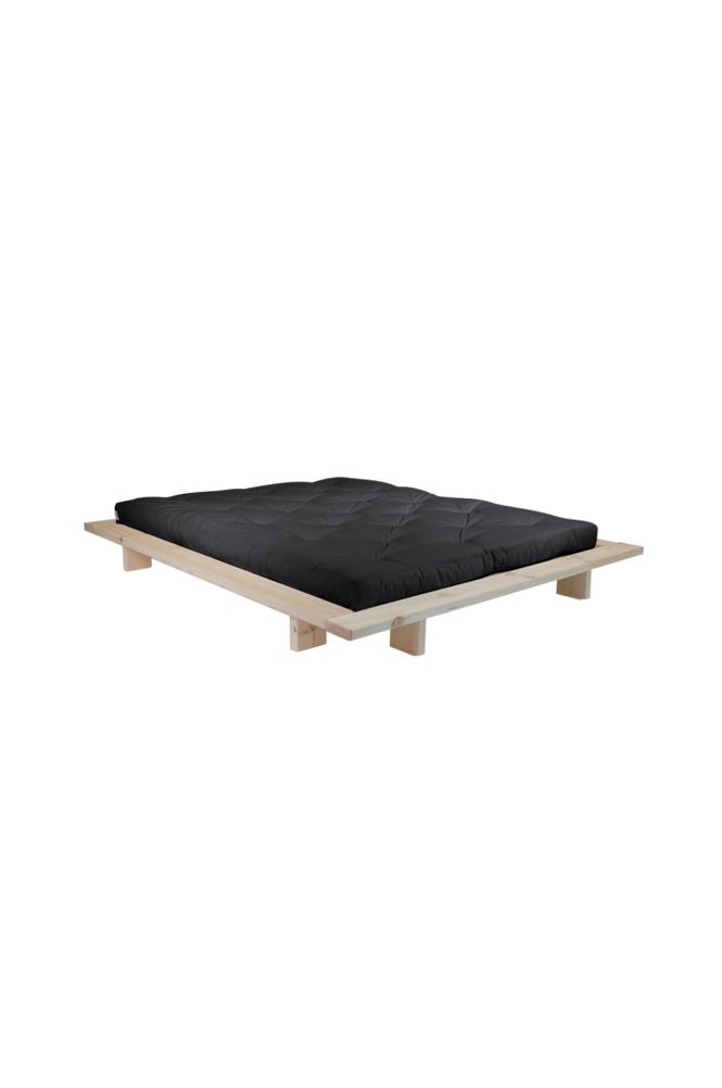 Karup Sommier en bois brut et matelas Double Latex noir 160x200 Japan - 