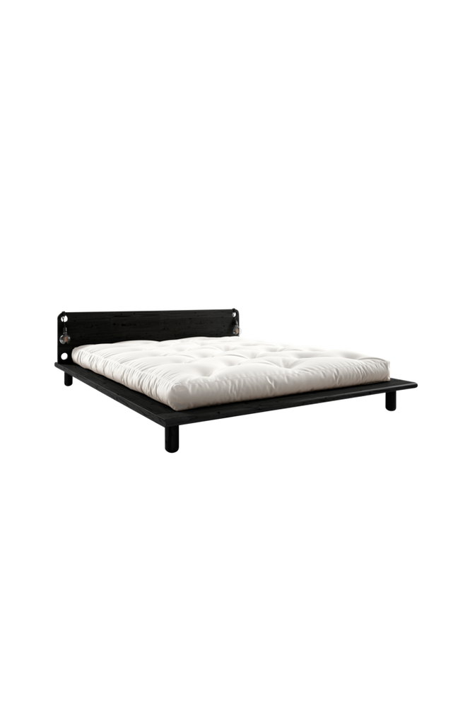Karup Lit matelas confort 180x200cm écru avec lampes de chevet bois noir Peek - 