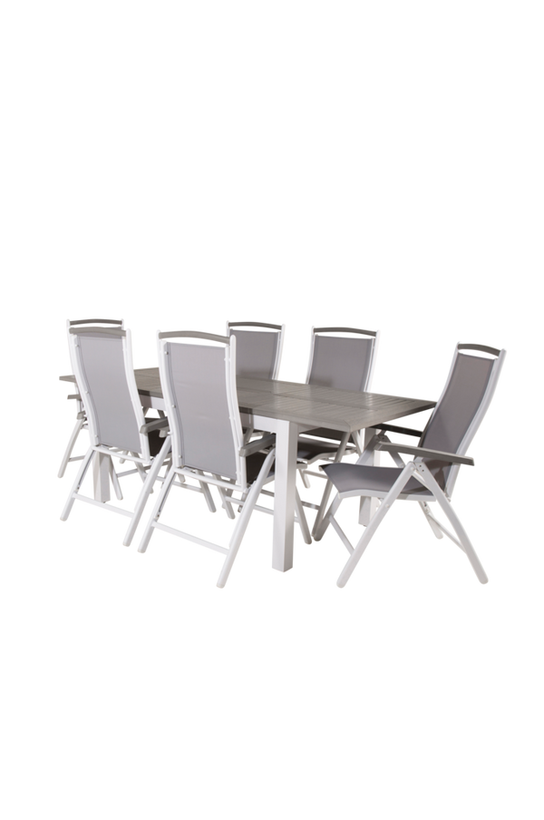 Bilde av Spisegruppe Athena inkl. 6 Athena spisestoler, 5 trinn - Grå/svart/hvit
