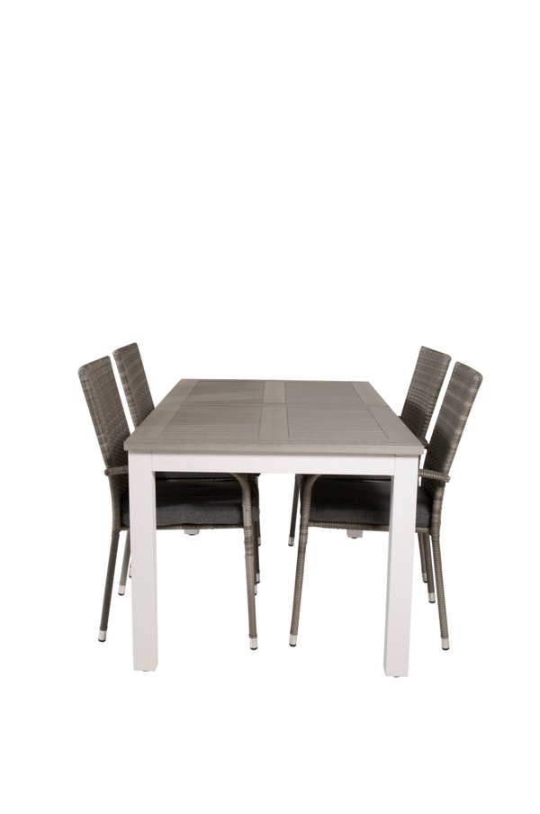 Bilde av Spisegruppe Athena inkl. 4 stabelbare Astrid spisestoler - Grå/grå/hvit
