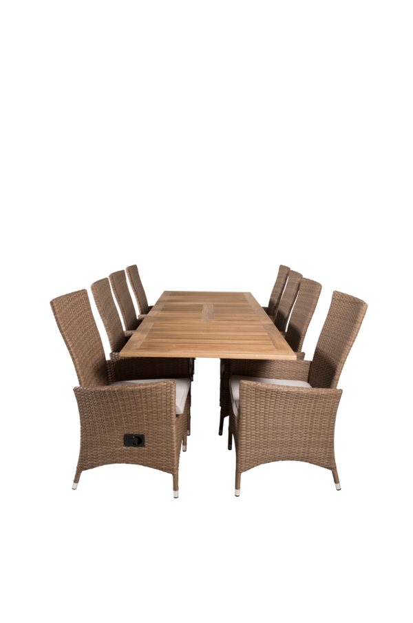 Bilde av Pila spisebord og 8 stk Prim regulerbare spisestoler - 30151
