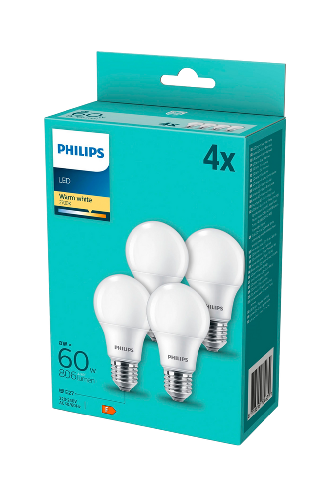 Philips 4-pack LED E27 Normal Frost 60