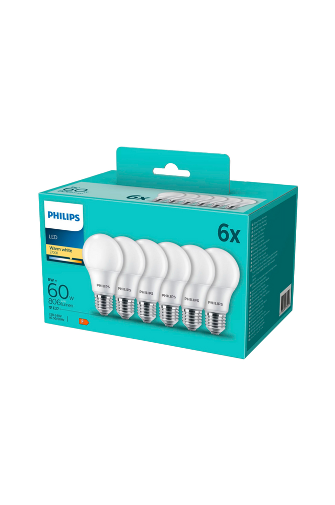 Philips 6-pk LED E27 Normal Frost 60