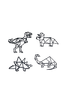 Seinäkoristeet dinosaurus, 4 kpl