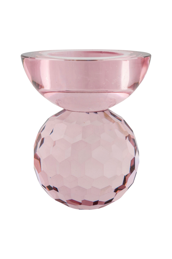 Ljushållare Burano. Ljushållare i rosa glas
