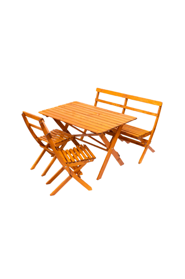 Bilde av Spisegruppe, utendørs, bord + 2 stoler + sammenleggbar benkesofa, hvit Laxo - 1
