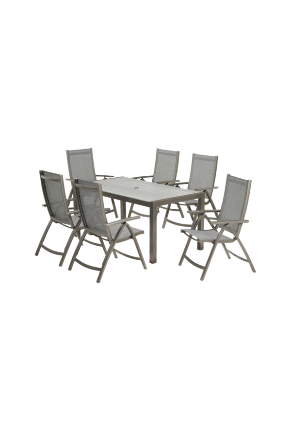 Bilde av Sett med bord SOLANA 163 cm og 4 posisjonsstoler - 1
