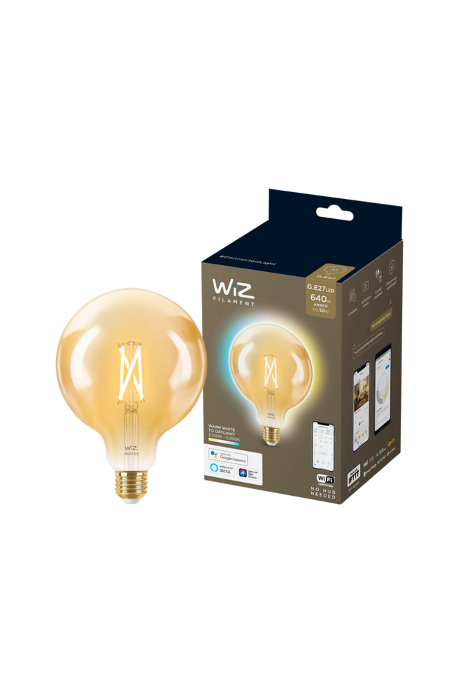 WiFi Smart LED E27 Glob 120 50W Filament Ambe