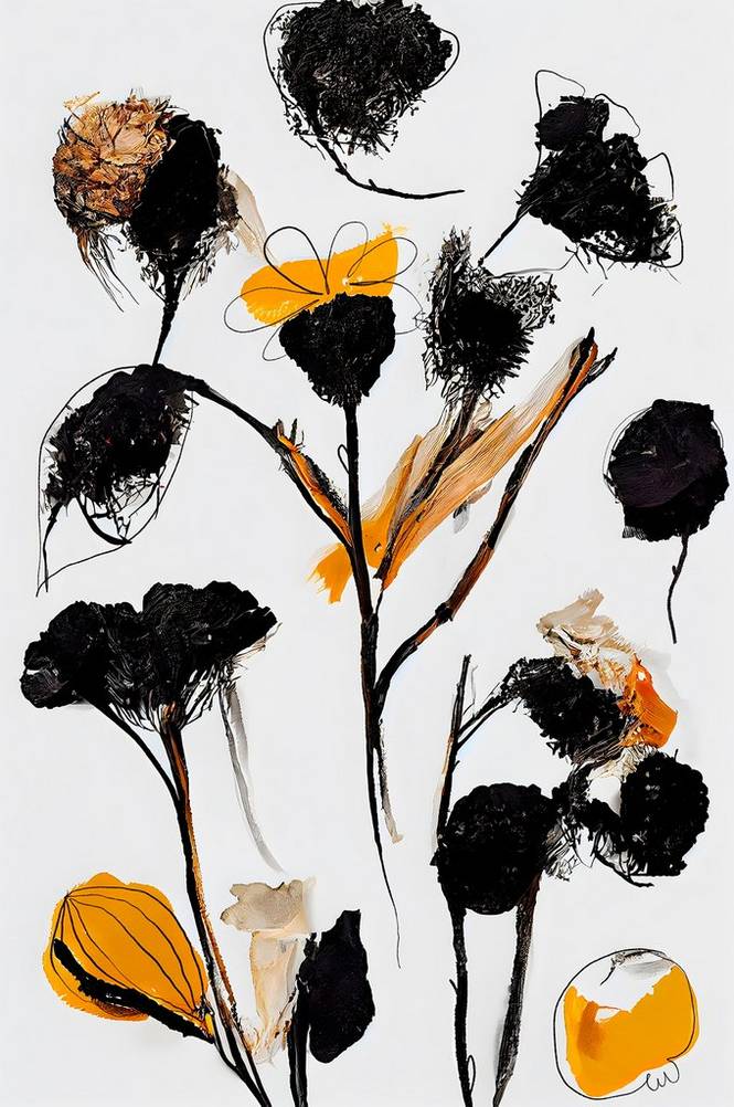 Pelcasa Poster Black Dry Flowers