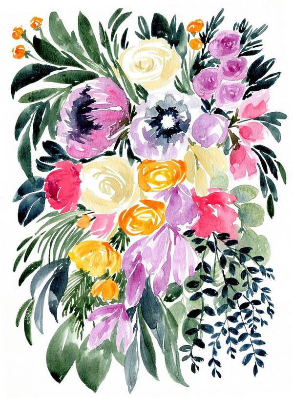 Bilde av Poster Urja Loose Floral Watercolor Bouquet - 1
