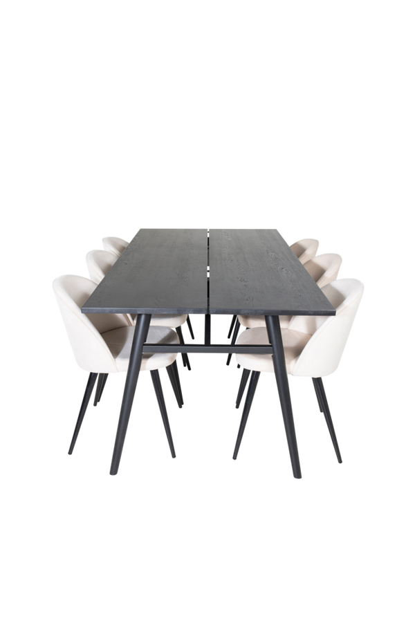 Bilde av Spisegruppe Sleek med 6 stk spisestoler Velvet - 1
