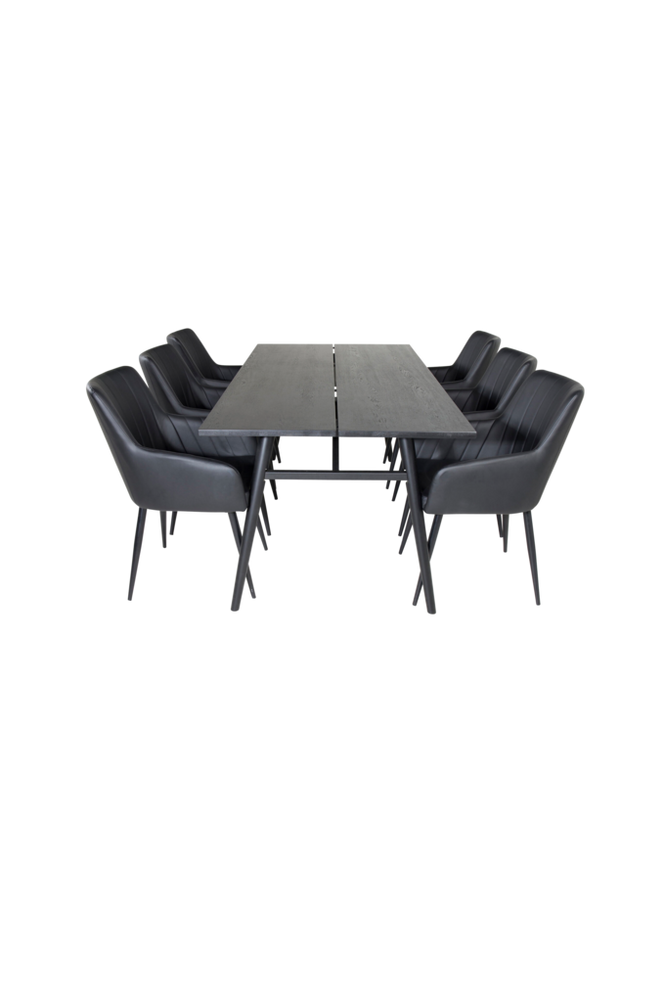 Spisegruppe Sleek med 6 stk spisestoler Comfort