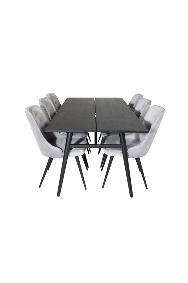 Bilde av Spisegruppe Sleek med 6 stk spisestoler Velvet Deluxe - 1
