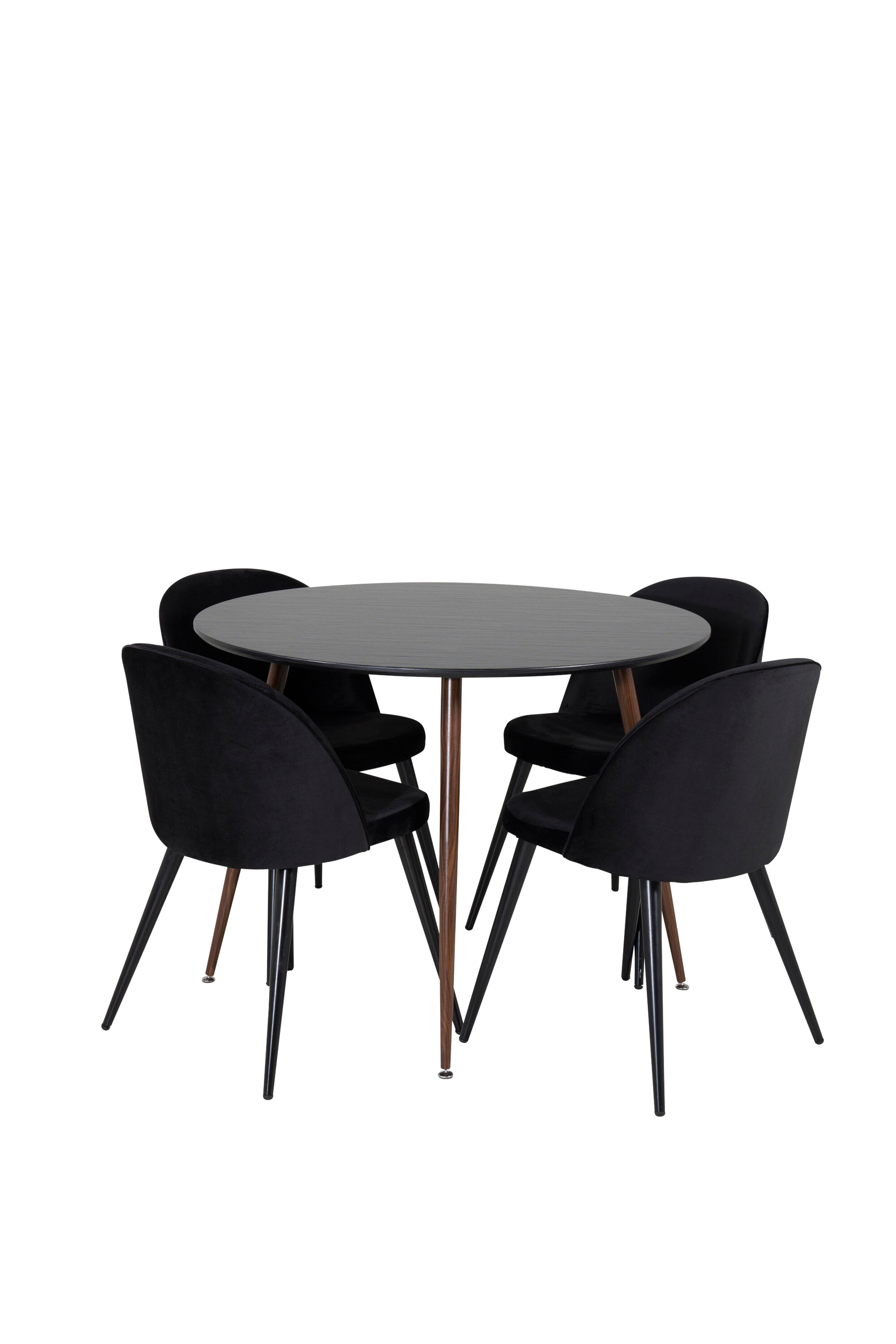 Venture Home - Matgrupp Plaza med 4st stolar Velvet - Svart