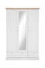 Loft24 Garderob Binz 3 dörrar/2 lådor Vit/Sonoma Ek 3D 122 180