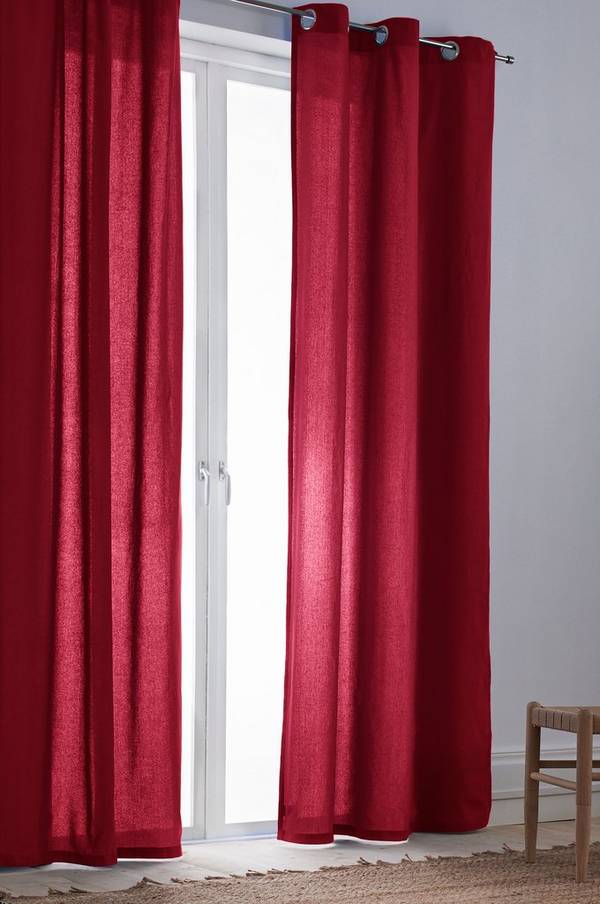 Bilde av COLOUR gardiner med maljer 2-pk - økologisk - Rød
