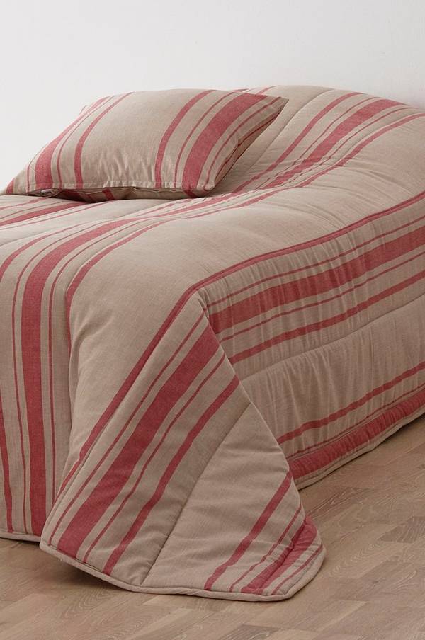 Bilde av GABRIELLE sengeteppe - enkeltseng 180x260 cm - Linbeige/rød
