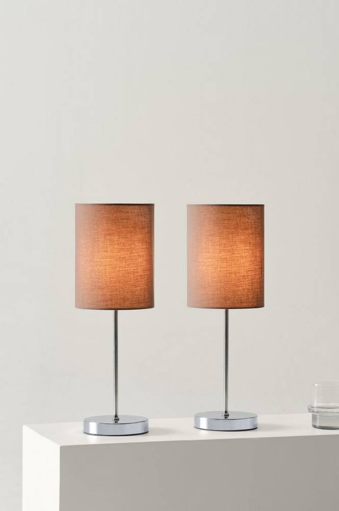 SETH bordslampa 2-pack Krom/brun