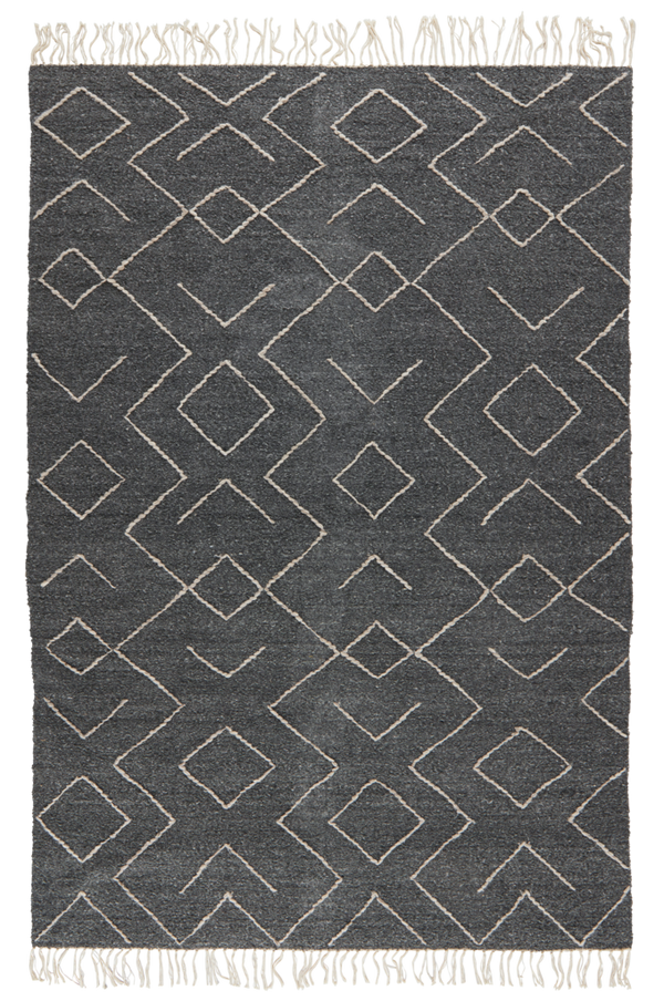 Bilde av DAWAR glattvevd teppe 200x300 cm - Mørk grå/hvit
