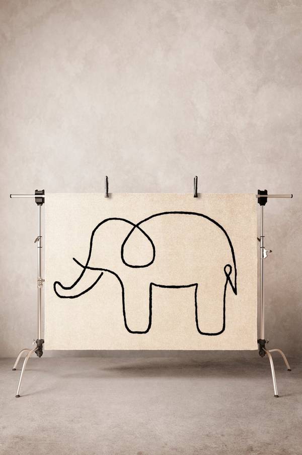 Bilde av SKETCHY ELEPHANT viskoseteppe 190x130 cm - 30151
