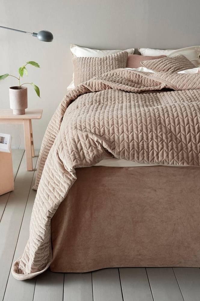 TILY bäddpaket – dubbelsäng 160 cm sängkappa 60 cm Beige