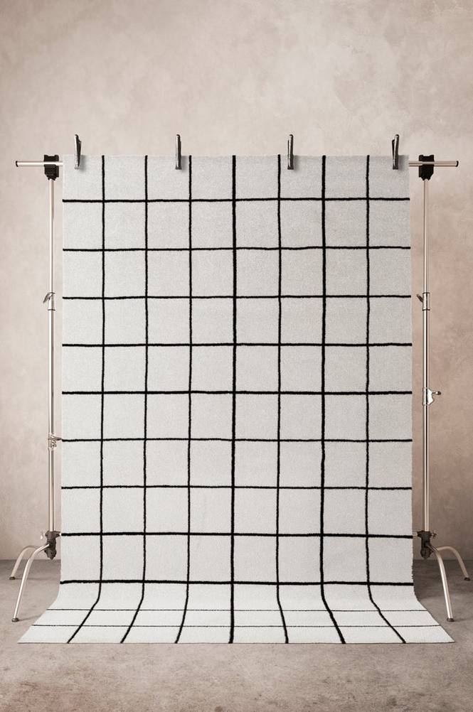 CRAWFORD slätvävd matta 200×300 cm Vit/svart