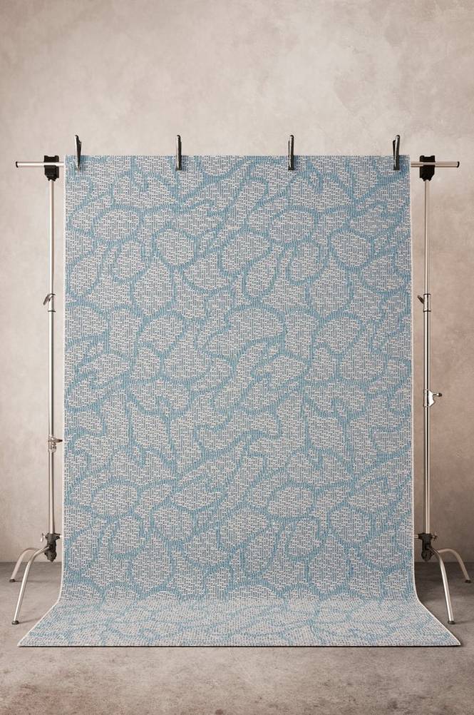 CRAY slätvävd matta 200×290 cm Mörkblå/turkos