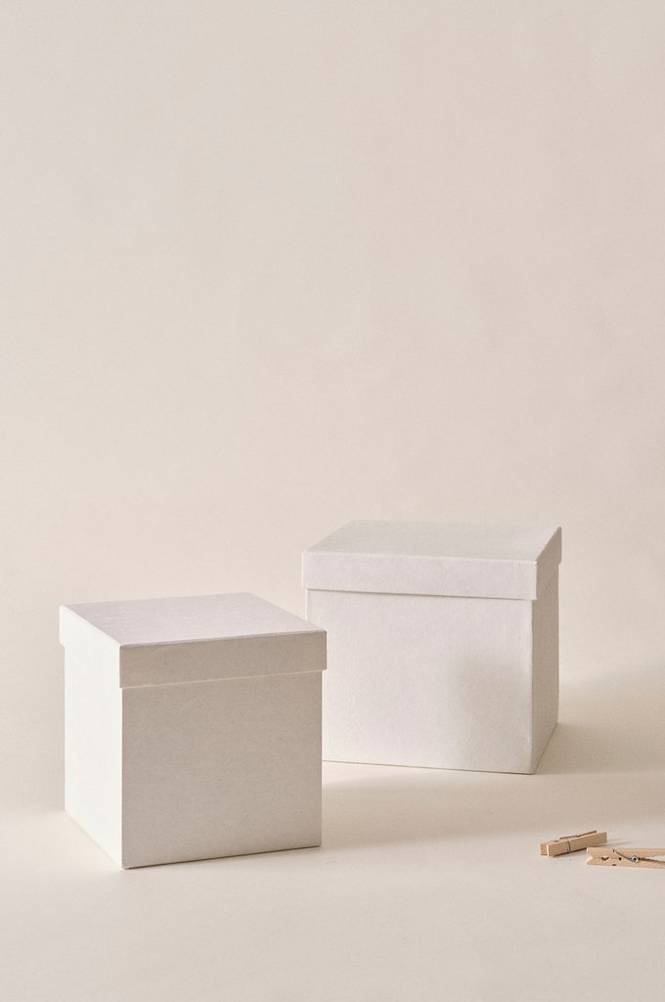 BOXAS pappbox 2-pack – återvunnen Naturvit