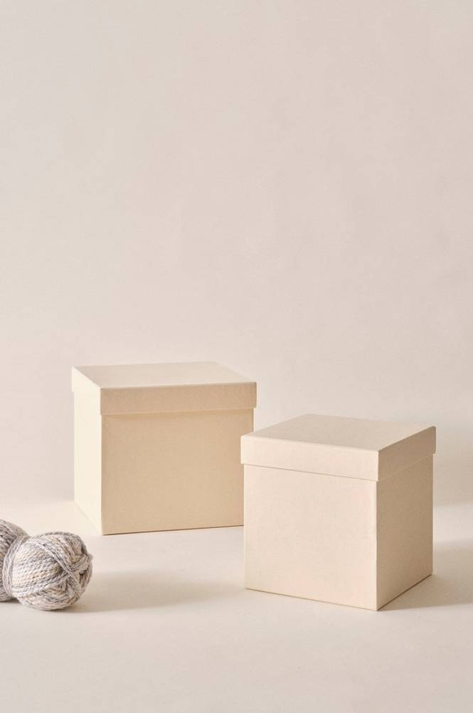 BOXAS pappbox 2-pack – återvunnen Gul