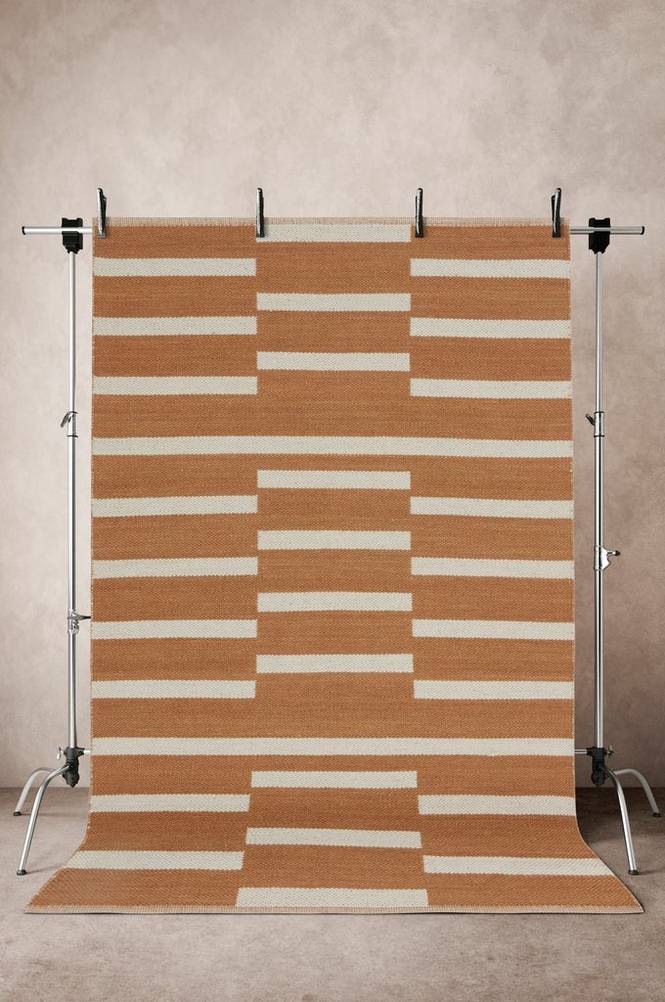 KENZI ullmatta 200×300 cm Mörk senapsgul/beige