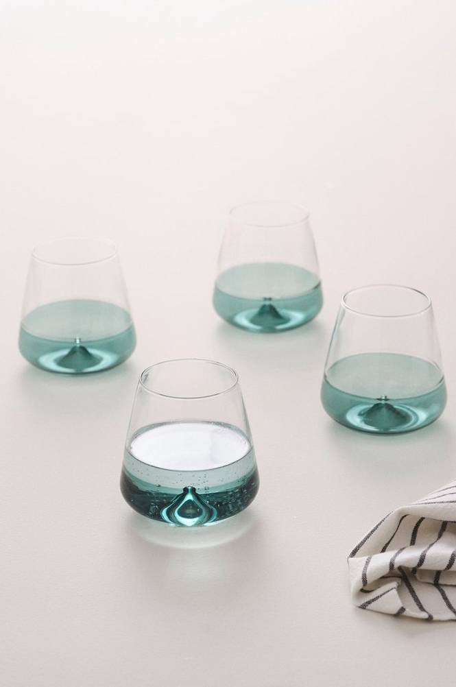 DUNYA glas 4-pack Transparent/blå