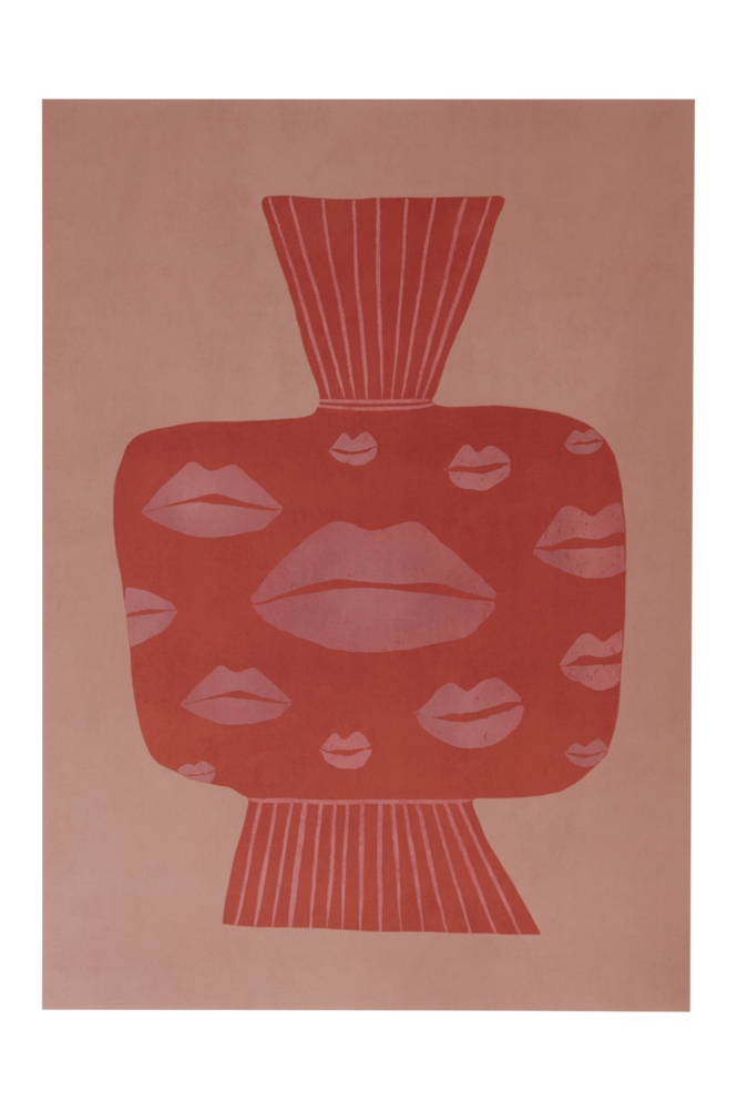 KISSES IN A VASE poster 50×70 cm Röd/rosa