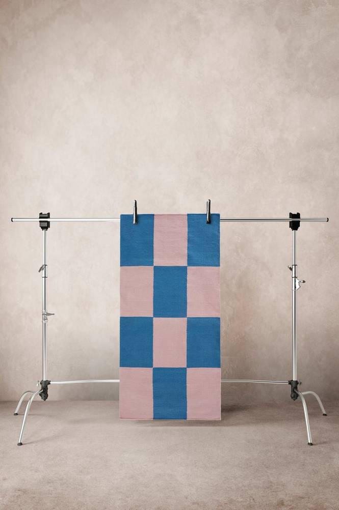 RIUS slätvävd matta 80×150 cm Azurblå/ballerina